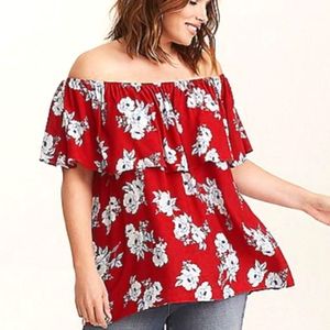 Torrid Crepe Ruffle Off the Shoulder Top GUC